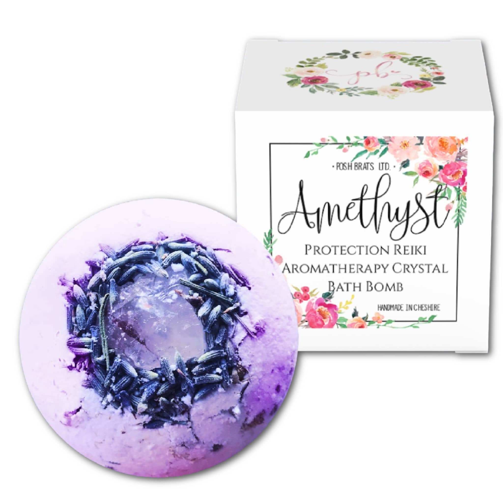 Amethyst Crystal Botanical Aromatherapy Bath Bomb Posh Brats